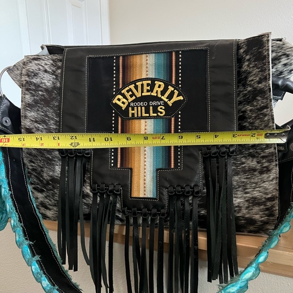 RARE Holy Cow Couture Genuine Cowhide Hair Purse with Turquoise Crocodile Strap - Picture 13 of 16